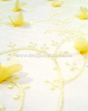 3D yellow floral net fabric #80611