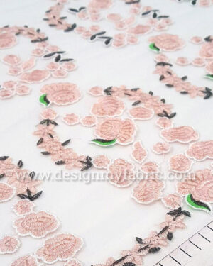 Light pink embroidered lace fabric #80568