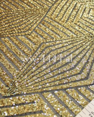 Gold  and black lines net fabric #20015