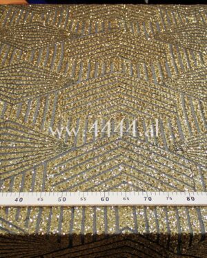 Gold  and black lines net fabric #20015