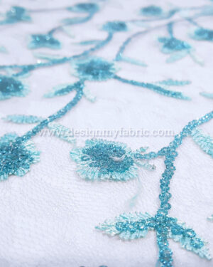 Babyblue net floral fabric #80533