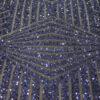Blue stripped diamond sequined lace fabric #81829 - Image 4