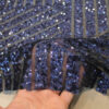 Blue stripped diamond sequined lace fabric #81829 - Image 2