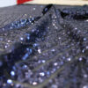 Blue stripped diamond sequined lace fabric #81829 - Image 7