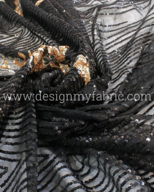 Black and gold baroque net fabric #91963