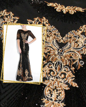 Black and gold baroque net fabric #91963