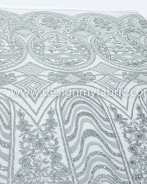 Grey baroque net fabric #80535