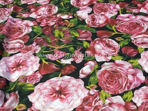 Black and Pink chiffon floral fabric #50751 - Image 5