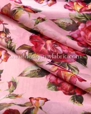 Coral chiffon floral fabric #80468