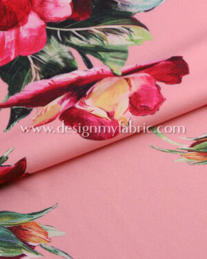 Coral twill floral fabric #80015