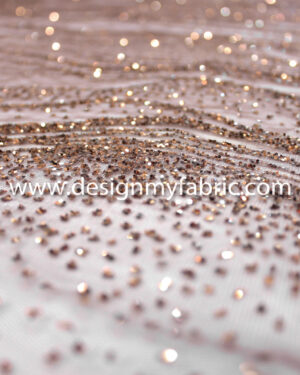 Brown glitter lines net fabric #81078