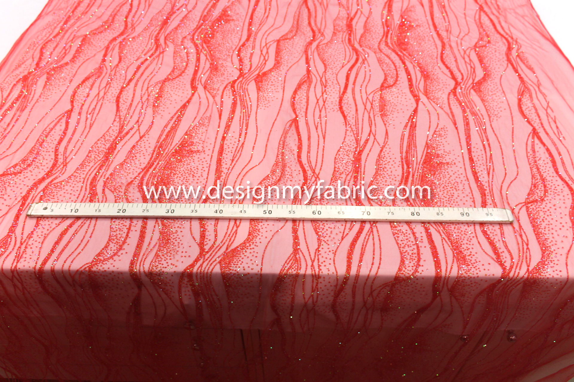 Red glitter net fabric #99576 - Design My Fabric