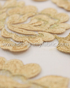 Gold  floral embroidered net fabric #10021