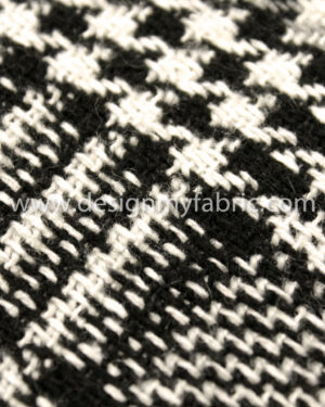Black and white wool houndstooth coating fabric #81065