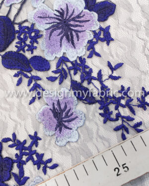 Blue and Purple net floral fabric #80806