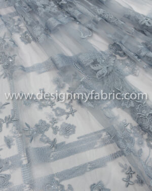 Babyblue net floral fabric #20647