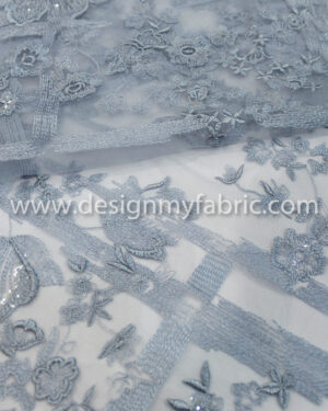 Babyblue net floral fabric #20647