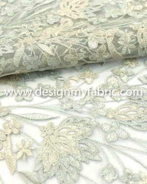 Green and Cream net floral fabric #20449