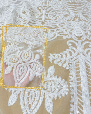 White net sequins fabric #20489