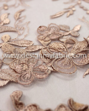 Dusty Pink net floral fabric #20439