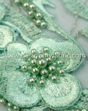 Green net 3d floral fabric #91470