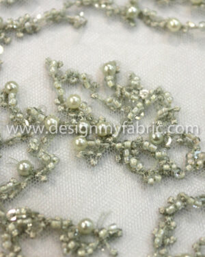 Green net beaded fabric #91395