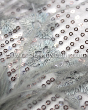 Babyblue net sequins fabric #91437