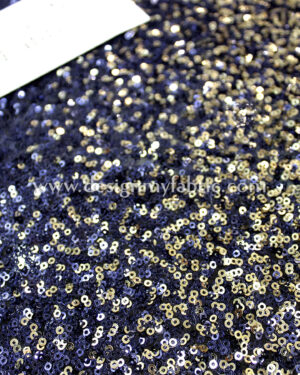Blue and gold ombre net fabric #20700