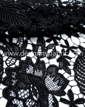 Black soluble floral fabric #80058