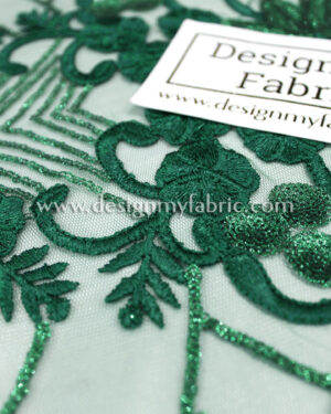 Green net floral and stripes sequined fabric #91451