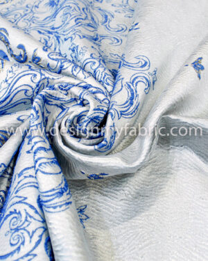 Blue and grey baroque jacquard fabric #90341