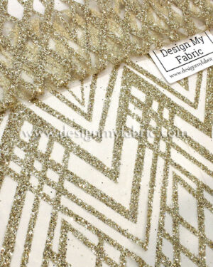 Gold rhombus glitter lace fabric #20533