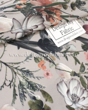Beige and Peach floral poplin fabric #82026
