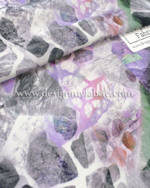 Puple and green abstract poplin fabric #82027