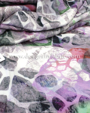 Puple and green abstract poplin fabric #82027