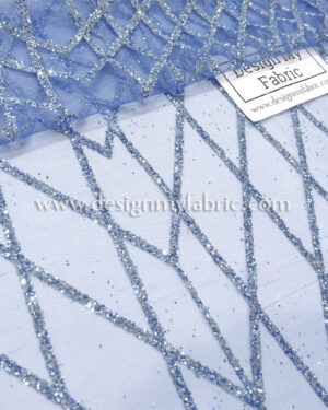 Blue net glitter fabric #91583