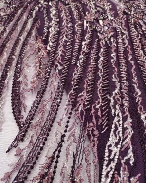 Purple net beaded fabric #99433