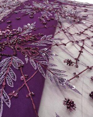 Purple net floral fabric #99423