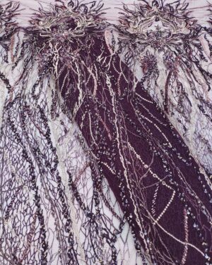 Purple net beaded fabric #99435