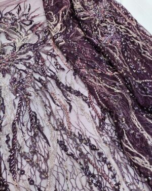 Purple net beaded fabric #99435