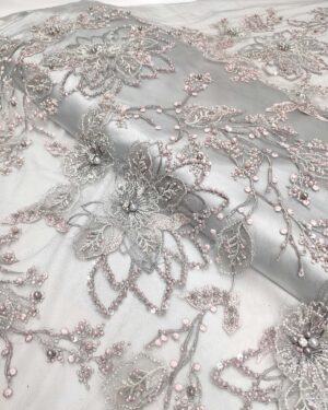 elegant dusty pink grey 3d lace