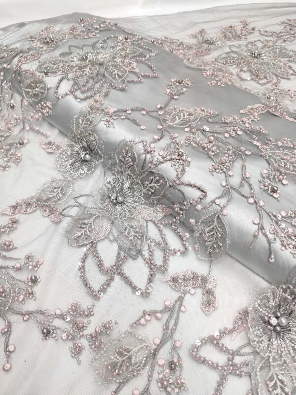 elegant dusty pink grey 3d lace