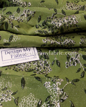 Green and gold floral jacquard fabric #91953