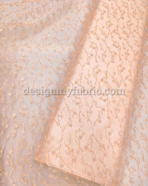 Apricot net beaded floral fabric #99467