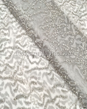 Grey net abstract beaded fabric #99055