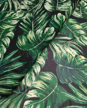 Green and Black leaf chiffon fabric #50025
