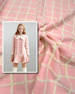 Pink wool jacquard fabric #81049