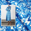 White and Blue majolica satin fabric #50206