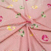 Red stripped cotton twill embroidered with feathers #91423 - Image 4