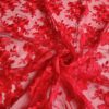 Red embroidered floral lace fabric #20677 - Image 4